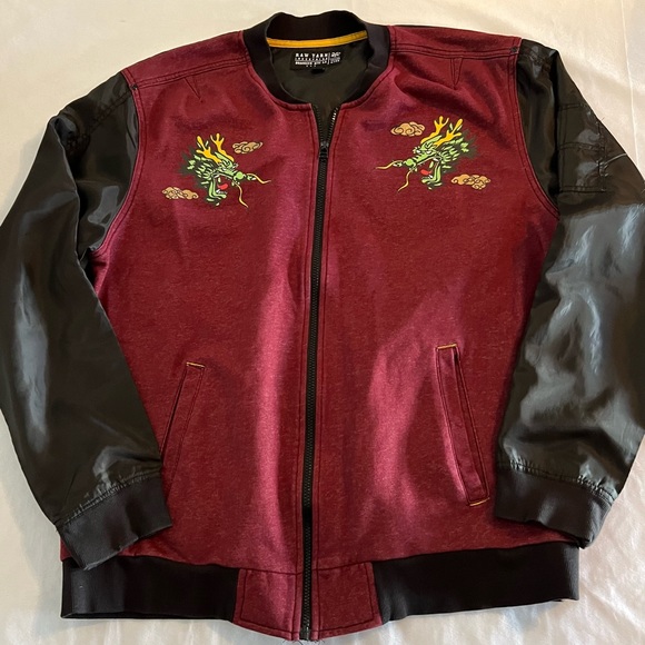 XL RAW YARN INDUSTRIES Red Dragon Asian Unisex Lightweight Jacket Fall Winter - Picture 1 of 10